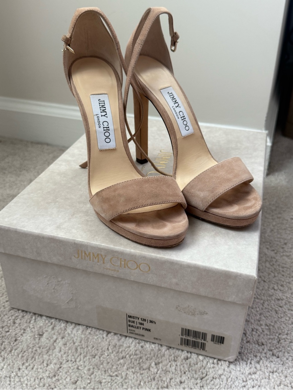 Jimmy Choo Ballet Pink Suede High Heel Sandals